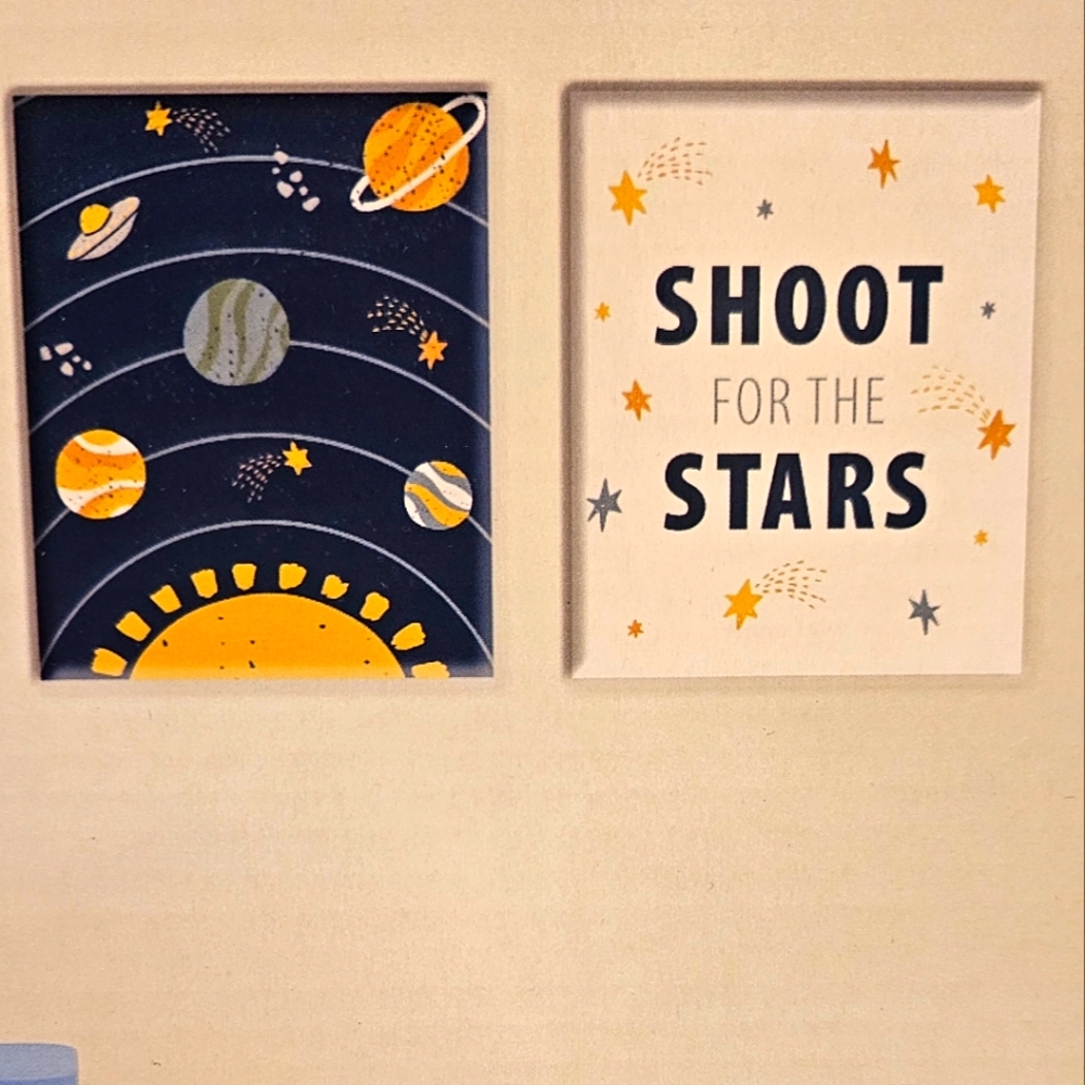 Space kids canvas wall art set